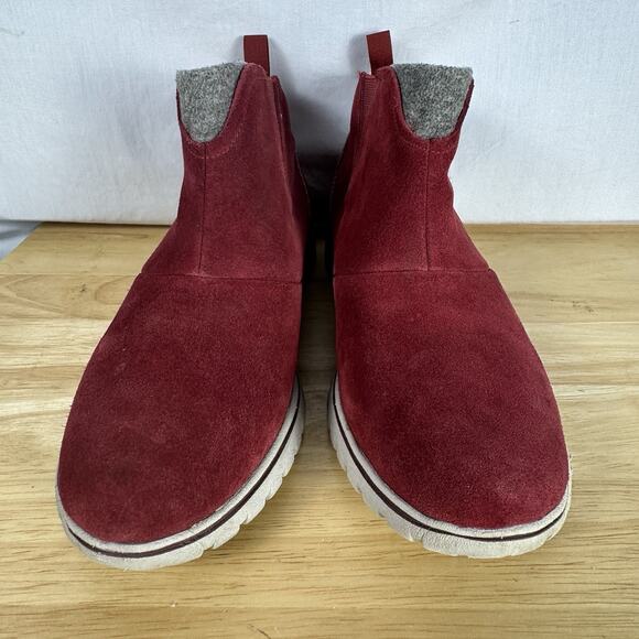 Ladies Sorel Cozy Short Waterproof Booties 40.5/9.5 Red Suede Pull On Boots - Picture 4 of 8